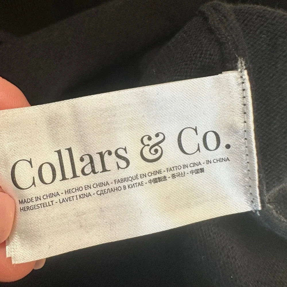 NEW Collars & Co Mens XL Black Cotton Cashmere Quarter Zip Pullover Sweater NWT
